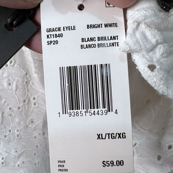 Buffalo David Bitton NWT Gracie Eyelet Top Blouse Short Sleeve White Size XL - Picture 6 of 8